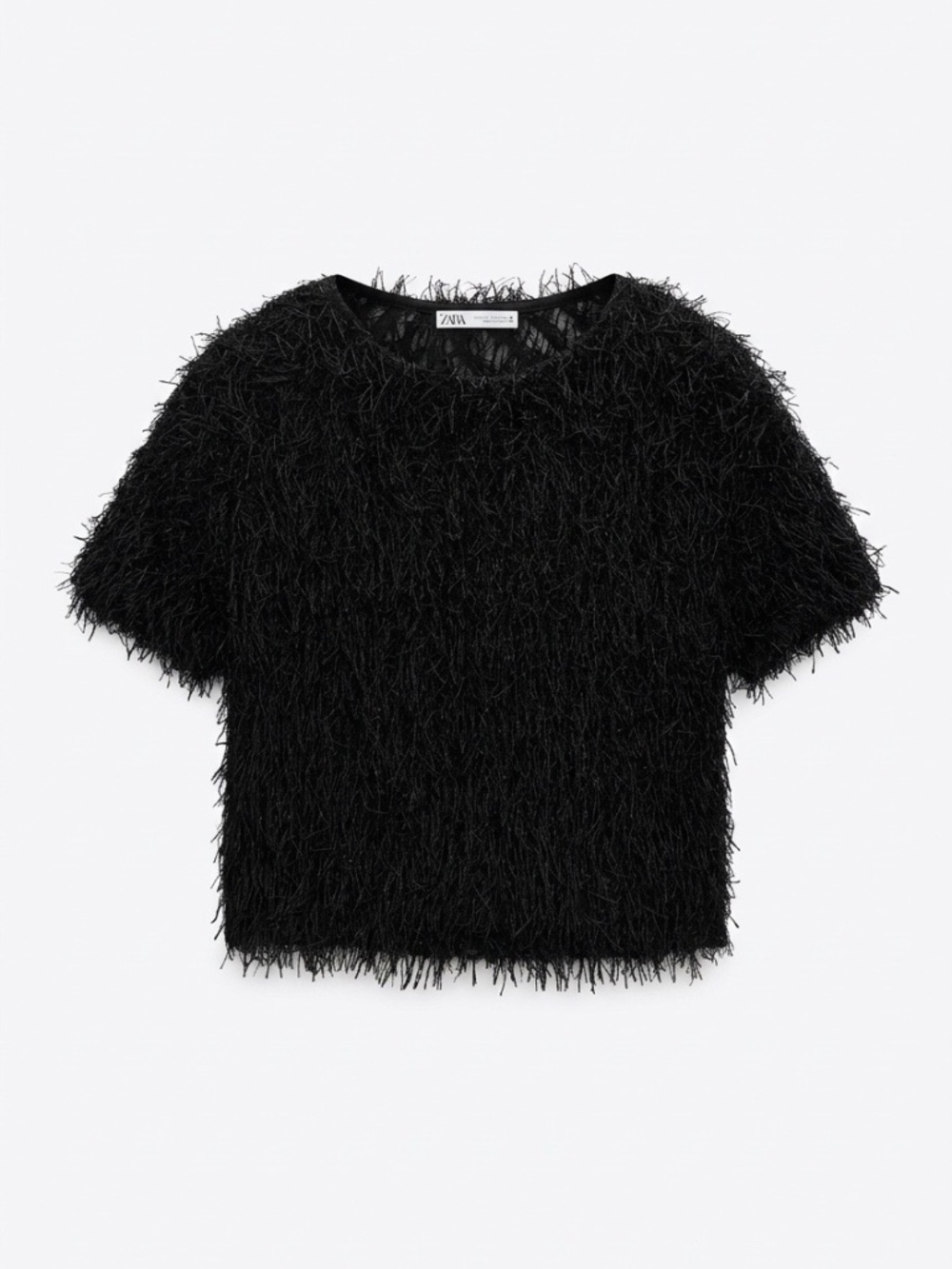 Zara Girl Party Black Fringing Top - Size 7 🌟